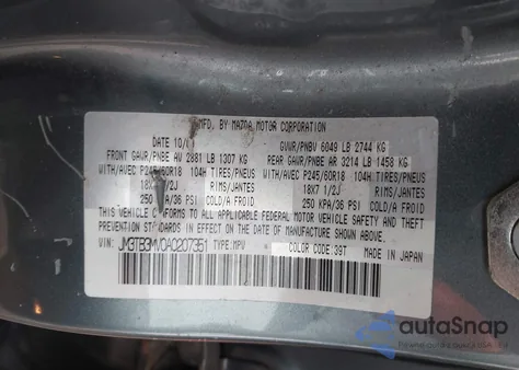 2010 Mazda Cx-9 Touring z USA, uszkodzony, nr VIN JM3TB3MV0A0207351